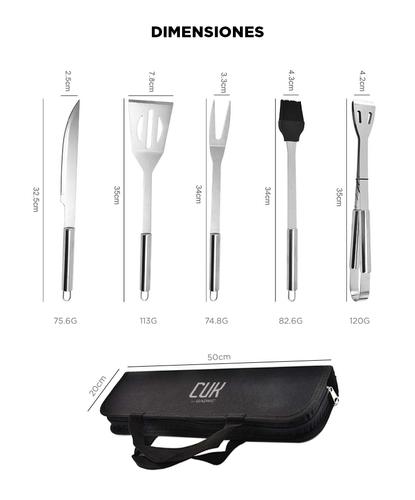 Kit Para Parrilla Gadnic Cuk 5 Piezas Acero inoxidable  - 5