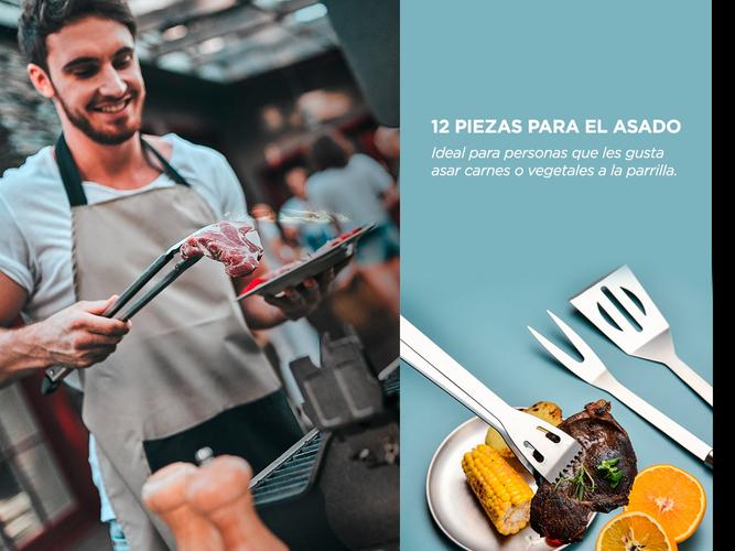 Kit Para Parrilla 12 Piezas Acero inoxidable  - 2
