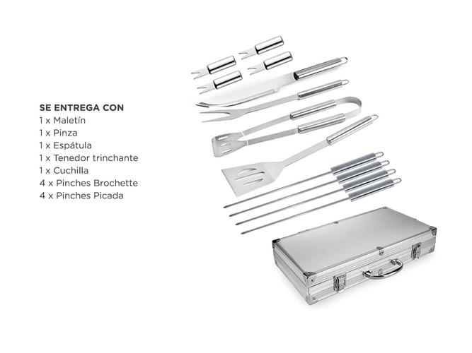 Kit Para Parrilla 12 Piezas Acero inoxidable  - 6