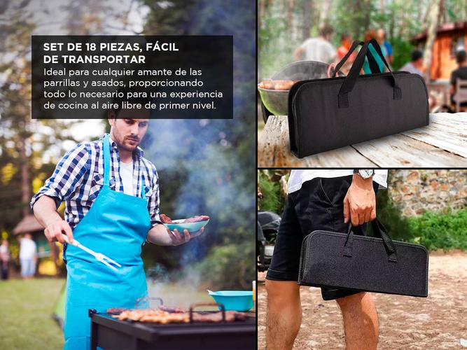 Set Parrilla 18pzs Kit Asador Acero Inoxidable Con Estuche - 2