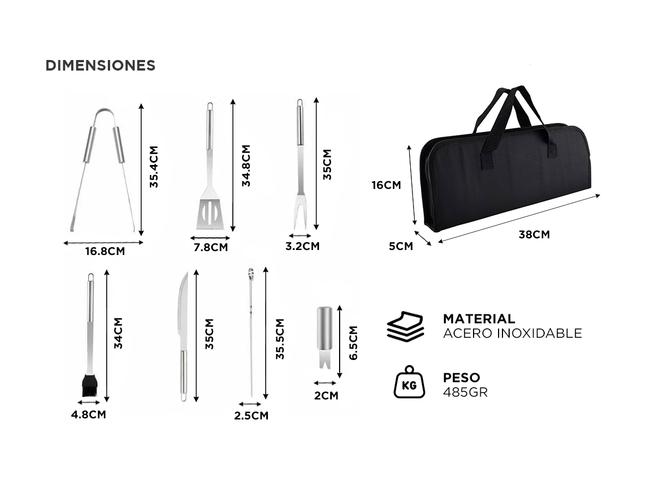 Set Parrilla 18pzs Kit Asador Acero Inoxidable Con Estuche - 4