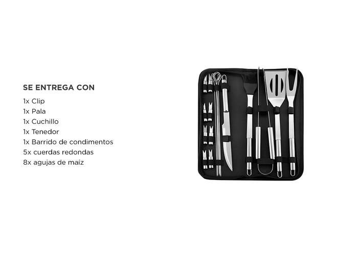 Set Parrilla 18pzs Kit Asador Acero Inoxidable Con Estuche - 5