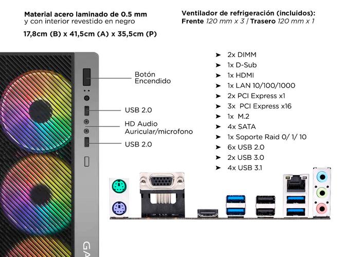 Pc Armada Ryzen 3400g Gabinete Rgb 16gb Ssd 480 500w 80 plus Vega Mouse y Teclado - 5