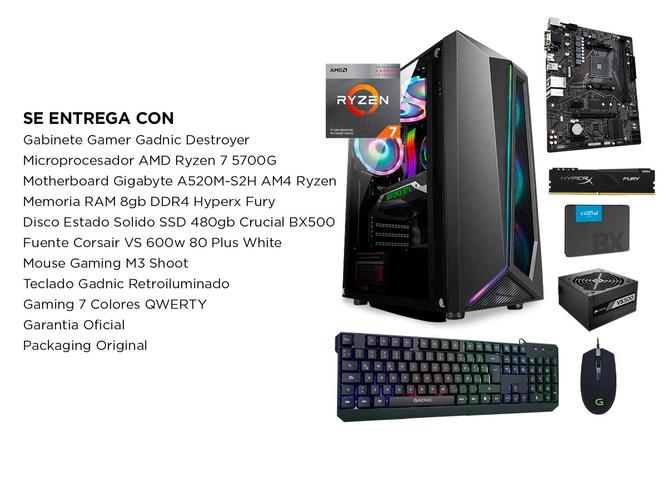 Cpu Armada Gamer AMD 5700G 8gb Ssd 480gb Ideal Juegos Diseño Grafico Audio y Video - 6