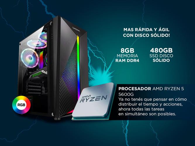 Pc Armada Gamer AMD 5600G + 8GB + SSD 480GB Combo RGB - 2
