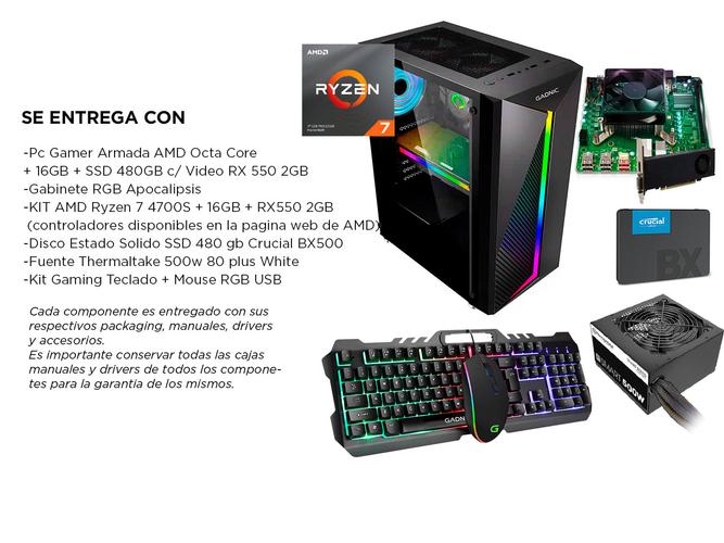 Pc Gamer Armada AMD Octa Core + 16GB + SSD 480GB c/ Video RX 550 2GB - 6