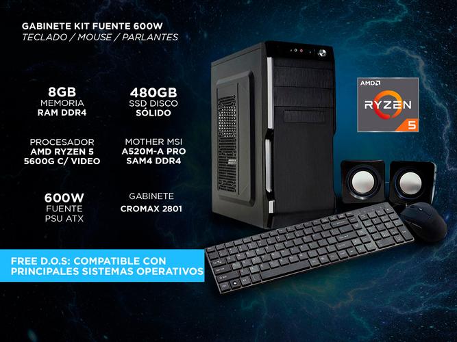 Pc Armada AMD Ryzen 5 5600G + 8GB + SSD 480GB Juegos Diseño Grafico Web  - 1