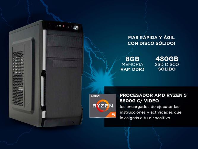 Pc Armada AMD Ryzen 5 5600G + 8GB + SSD 480GB Juegos Diseño Grafico Web  - 2