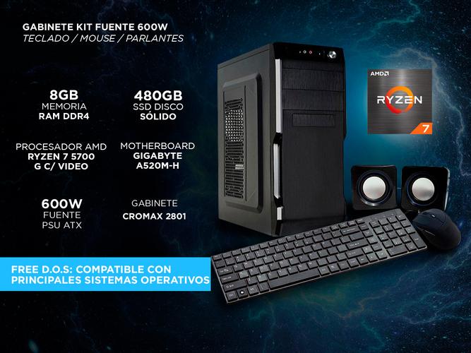 Pc Armada AMD Ryzen 7 5700G + 8GB + SSD 480GB Juegos Diseño Grafico Web  - 1