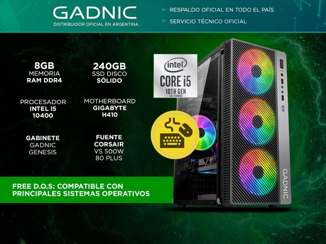 Pc Armada i5 10400 Gabinete Rgb 8gb Ssd 240 500w 80 plus Gamer Diseño Web - 1