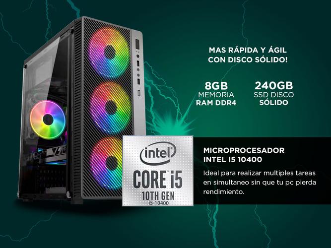 Pc Armada i5 10400 Gabinete Rgb 8gb Ssd 240 500w 80 plus Gamer Diseño Web - 2