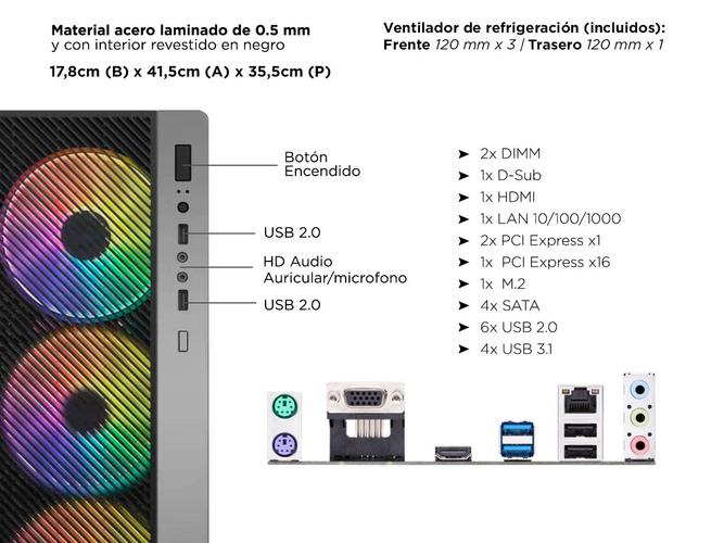 Pc Gamer Armada Intel Core i3 8gb ssd 240 c/ video 2gb Gabinete rgb 500w   - 5