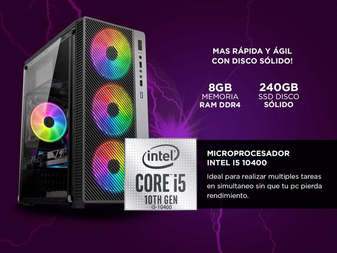Pc Gamer Armada i5 10400 8gb Ssd 240 500w 80 plus Gabiente Rgb Diseño Web - 2