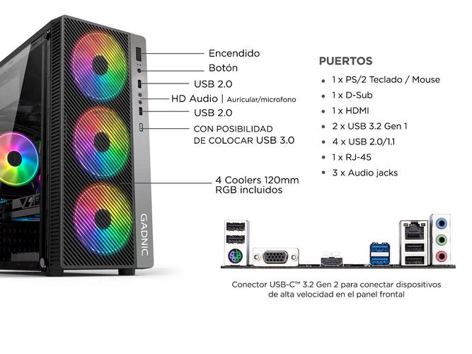 Pc Gamer Armada i5 10400 8gb Ssd 240 500w 80 plus Gabiente Rgb Diseño Web - 4