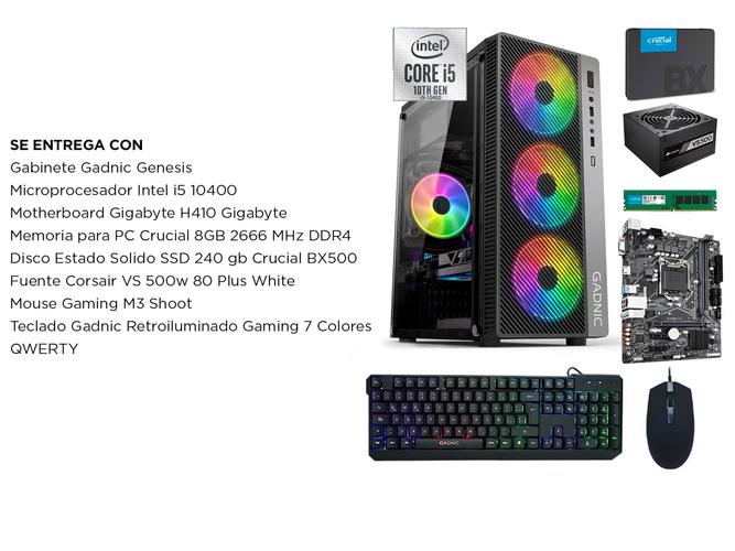 Pc Gamer Armada i5 10400 8gb Ssd 240 500w 80 plus Gabiente Rgb Diseño Web - 5