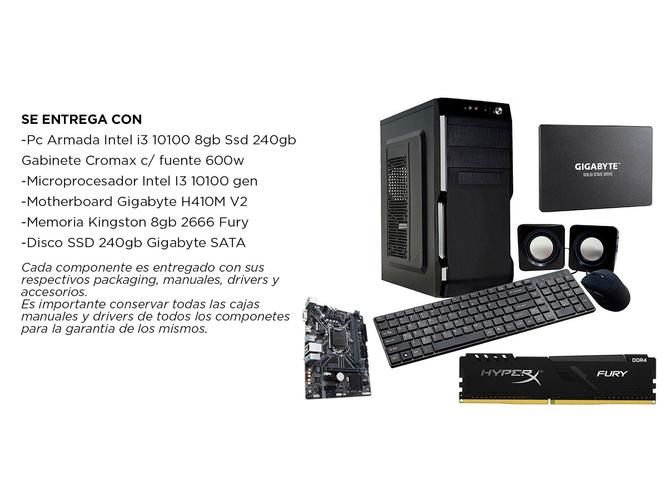 Pc Armada Intel Core i3 10100 + 8GB + SSD 240GB ideal Diseño Web Gamer - 6