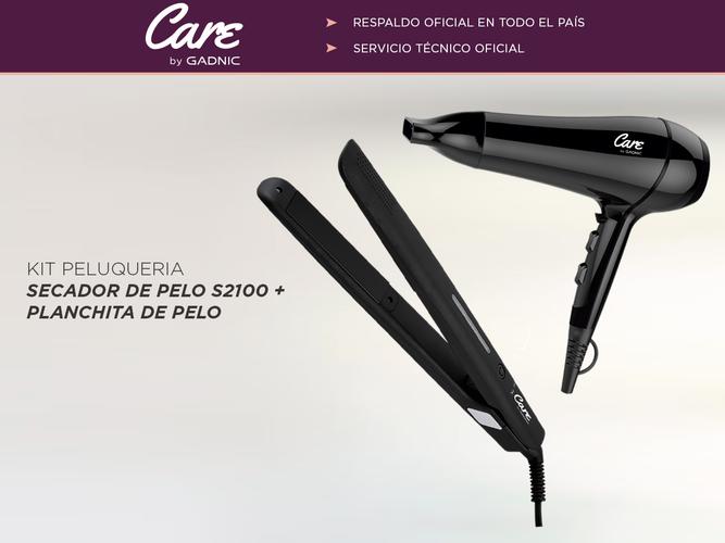 Planchita + Secador de Pelo Care By Gadnic Kit Peluquería Pro Tecnología Cerámica - 1