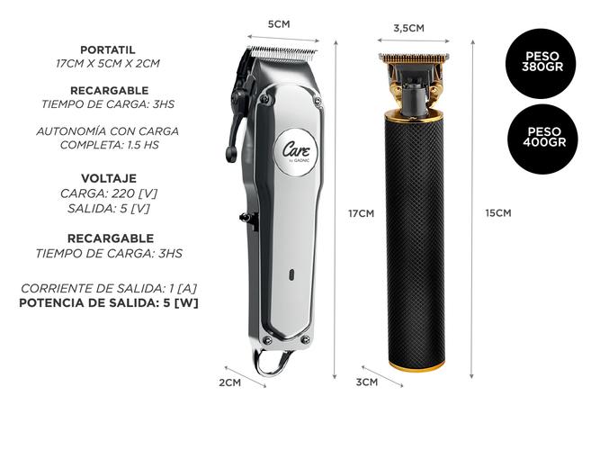 Maquina de Cortar el Pelo Inoxidable + Patillera Profesional Gadnic - 5