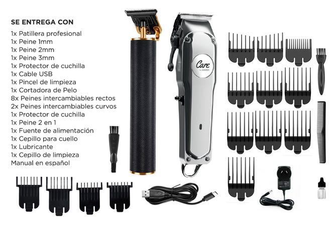 Maquina de Cortar el Pelo Inoxidable + Patillera Profesional Gadnic - 6