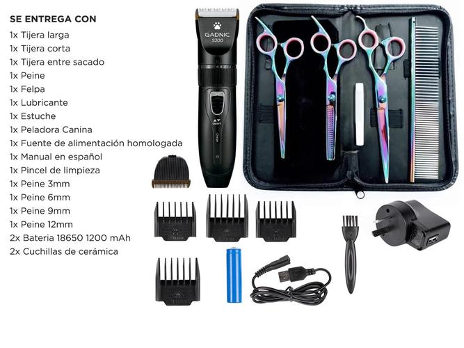 KIT Peluqueria Perro Peladora Canina + Tijeras profesionales - 6