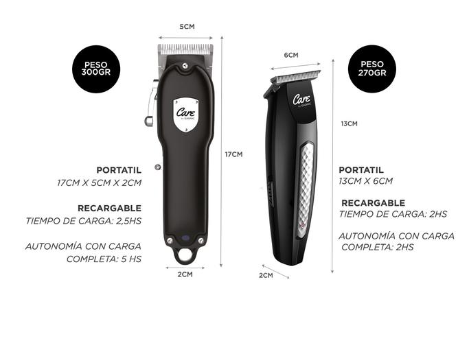 KIT Peluqueria Barberia Profesional Cortadora Pelo + Patillera Recargable - 5
