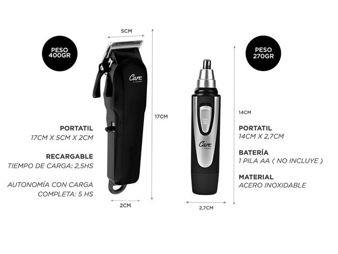 Kit Peluqueria Barberia Cortadora De Pelo + Patillera Profesional - 5