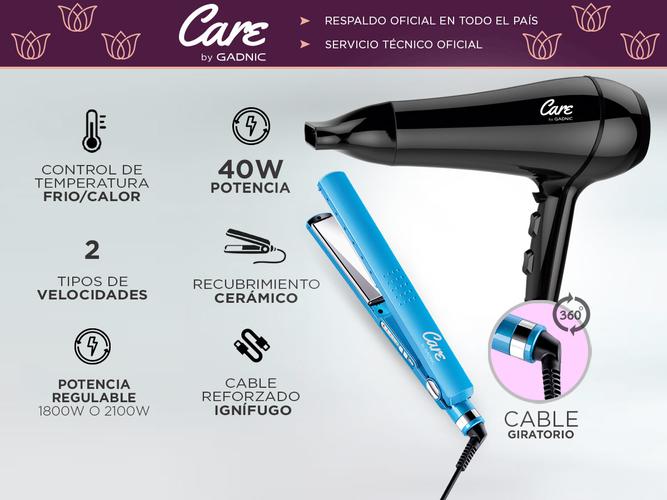 Kit Planchita De Pelo + Secador Gadnic Profesional - 1