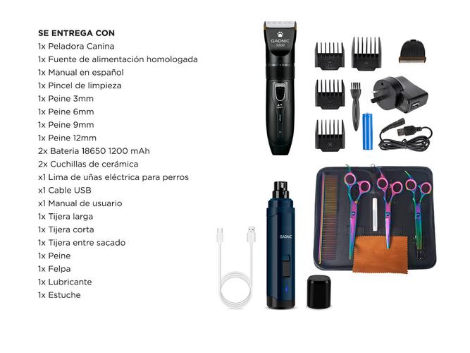 Kit peluqueria Canina Peladora + Lima Electrica + Tijeras Gadnic - 6
