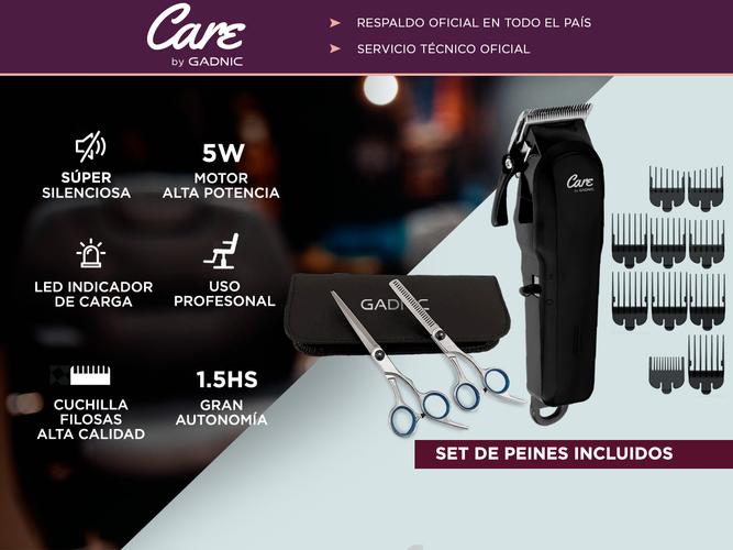 Kit Peluqueria Barberia Cortadora De Pelo S2000 + Tijeras Profesional Gadnic  - 1