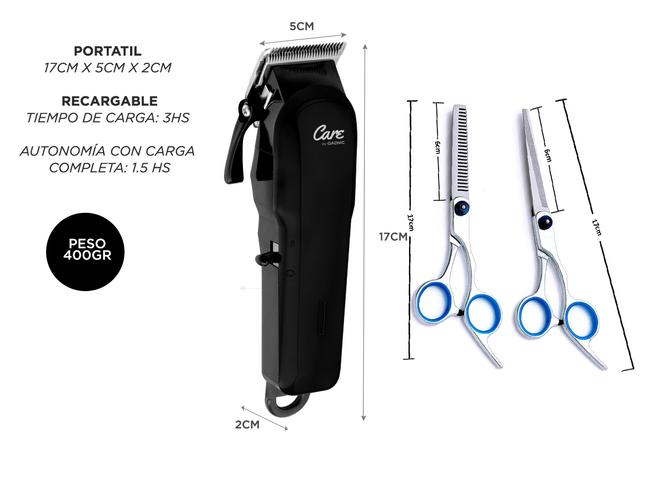 Kit Peluqueria Barberia Cortadora De Pelo S2000 + Tijeras Profesional Gadnic  - 5
