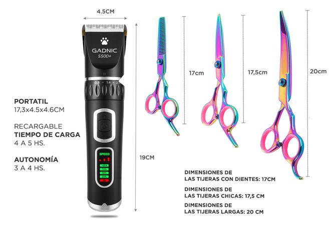 Kit Peluqueria Canina Tijeras Profesionales con Estuche + Maquina De cortar el Pelo Para Perros  - 5