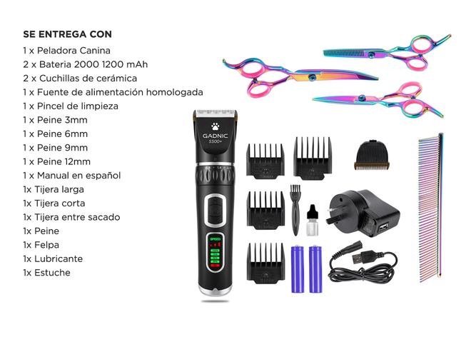 Kit Peluqueria Canina Tijeras Profesionales con Estuche + Maquina De cortar el Pelo Para Perros  - 6