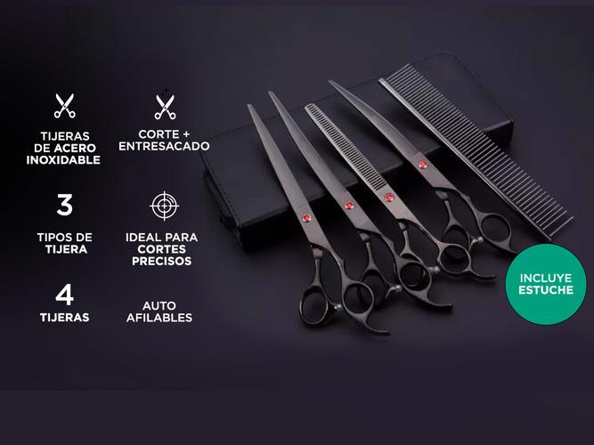 Set de 4 Tijeras Para Peluquería  Máquina de Cortar Pelo para Perros Gadnic S300 - 2
