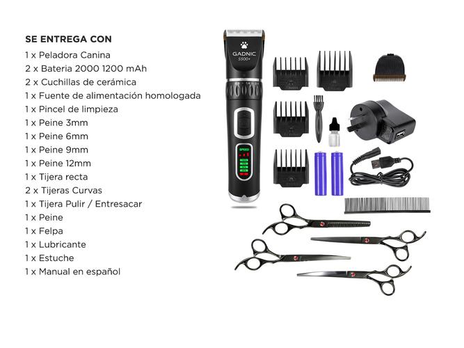 Set de 4 Tijeras Para Peluquería + Máquina De Cortar Pelo Para Perros Gadnic S500 - 6