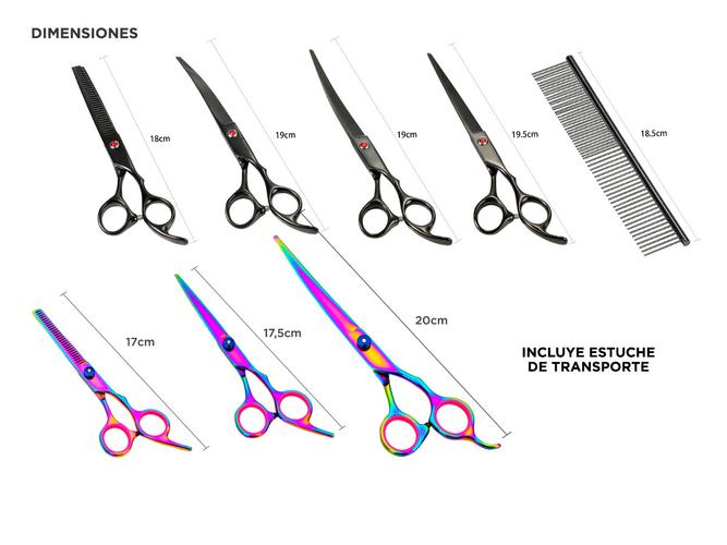Set de 7 Tijeras Para Peluquería  Máquina De Cortar Pelo Para Perros Gadnic S300 - 5