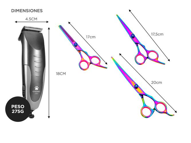 Kit Máquina De Cortar Pelo Para Perros Gadnic CPC12 + Tijeras T-300S Profesionales  - 5
