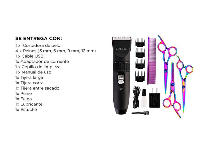 Kit Cortadora de Pelo Canino Gadnic CPL52 + Tijeras Peluquería Canina  - 6