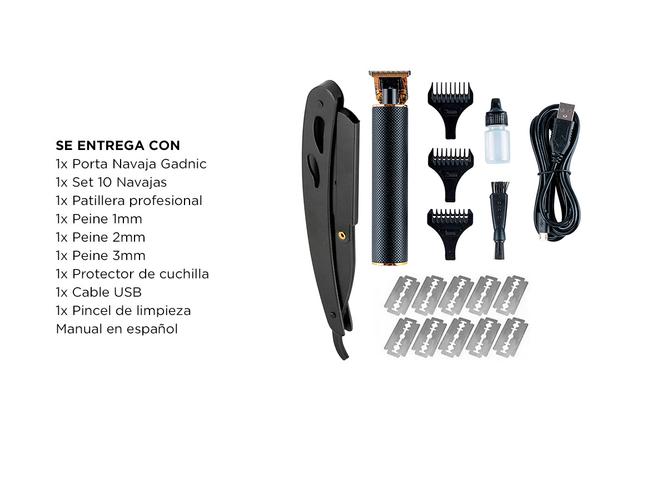 Kit Barbería Profesional Gadnic Cortadora de Pelo T900 Patillera + Navajas y Porta Navajas - 6
