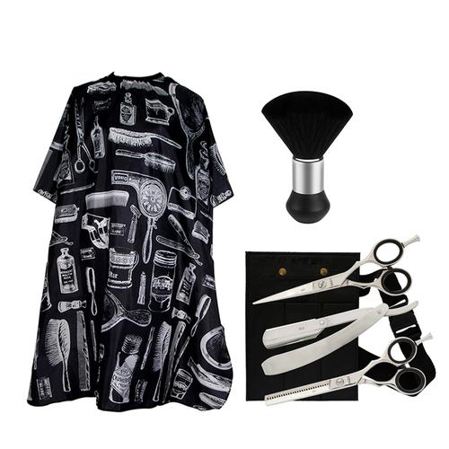 Set Peluquería Barbería Gadnic Tijera de Pulir Navaja  Capa de peluquería  Brocha - 0