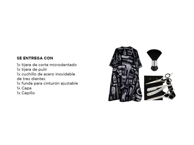 Set Peluquería Barbería Gadnic Tijera de Pulir Navaja  Capa de peluquería  Brocha - 6
