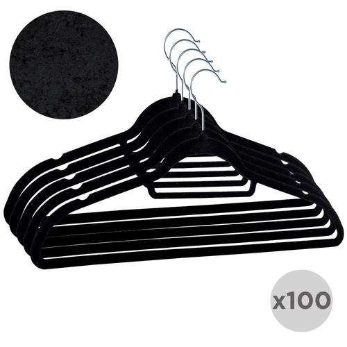 Perchas Plásticas Gadnic KP50 Kit x100 Terciopelo Antideslizantes Flexibles  - 0