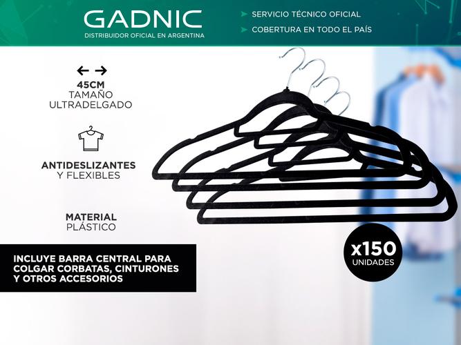 Kit x 150 Perchas Gadnic Terciopelo Antideslizantes Flexibles 45cm - 1