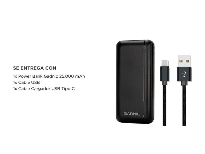 Kit Cargador Portátil Gadnic 25000 mAh Carga Rápida  Cable Cargador USB C Gadnic Compatibilidad Universal - 6