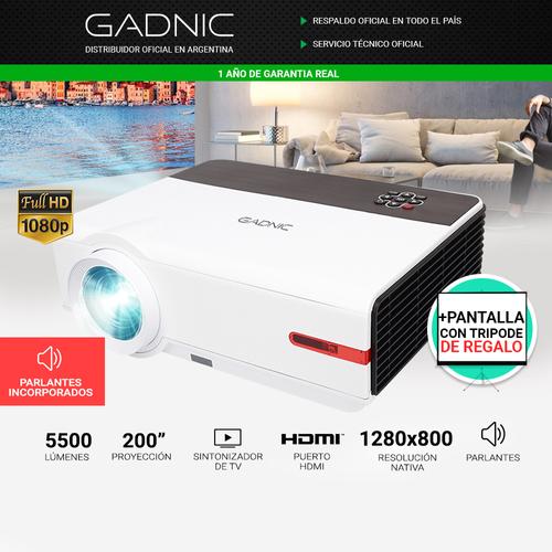 Proyector Gadnic Iron Style 5500 Lúmenes + Pantalla 100