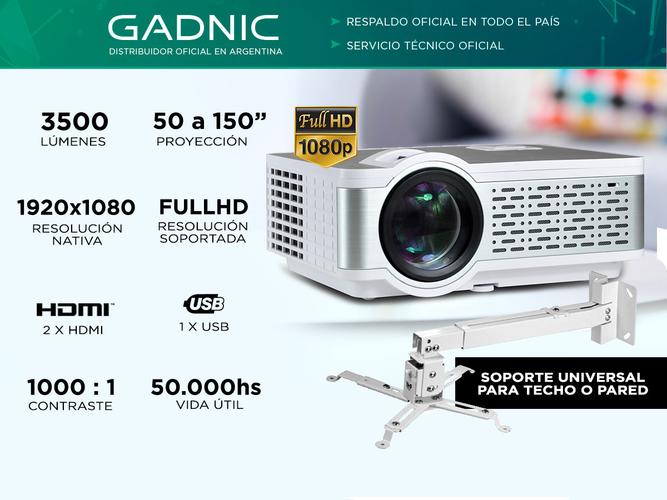 Proyector 3500 Lumenes Full HD Gadnic + Soporte Regulable  - 1