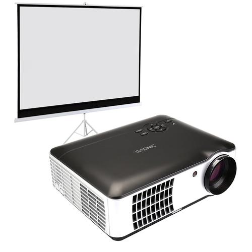 Proyector Gadnic Panoramic 2800 Lúmenes + Pantalla 120