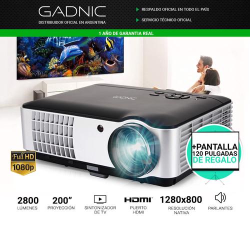 Proyector Gadnic Panoramic 2800 Lúmenes + Pantalla 120
