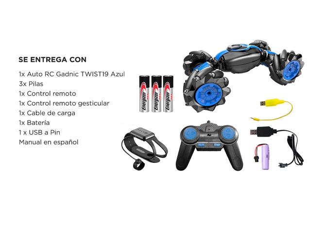 Auto RC Gadnic TWIST19 Azul + 3 Pilas AA  - 6