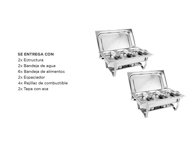 Kit De 2 Buffeteras Mantenedoras Comidas Chafing Cuk By Gadnic  - 6