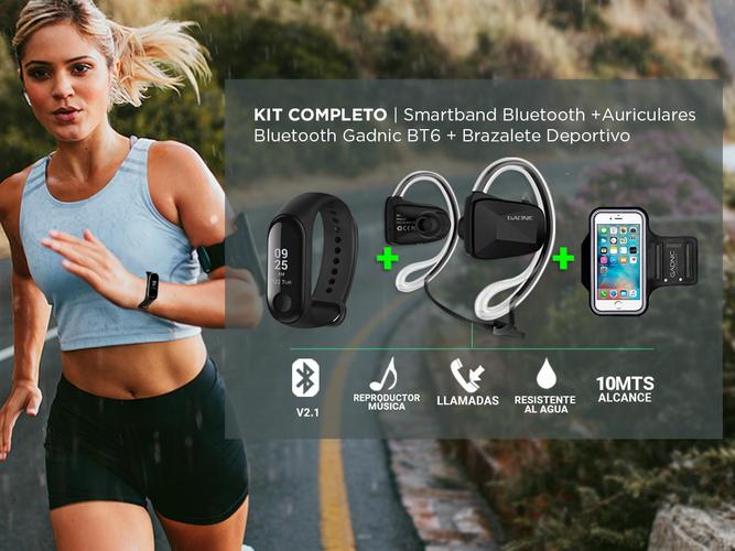 Smartband Xiaomi Mi Band 3 +Auriculares Bluetooth Gadnic BT6 + Brazalete Deportivo - 4